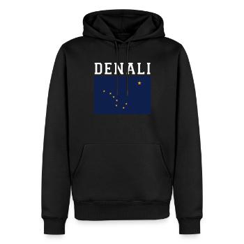 Alaska Geschenk USA Natur Bär Denali Grizzly Wald - Männer Premium Bio Hoodie - Schwarz - Vorne - Nico (187cm)