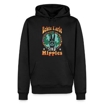 Hippie Peace Groovy Flowerpower Boho Woodstock - Sweat à capuche Premium bio Homme - noir - Devant - Nico (187cm)