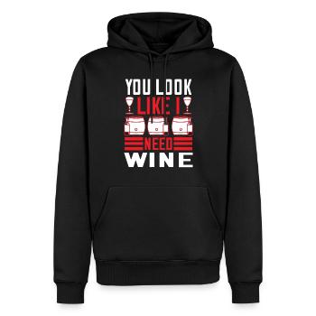 You look like I need wine - Men’s Premium Organic Hoodie - black - Front - Nico (187cm)