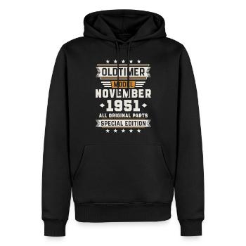 Voiture classique Novembre 1951 Cadeau d’anniversaire - Sweat à capuche Premium bio Homme - noir - Devant - Nico (187cm)