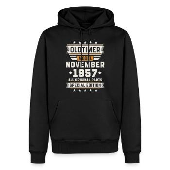 Oldtimer November 1957 Geburtstag Geschenk - Männer Premium Bio Hoodie - Schwarz - Vorne - Nico (187cm)