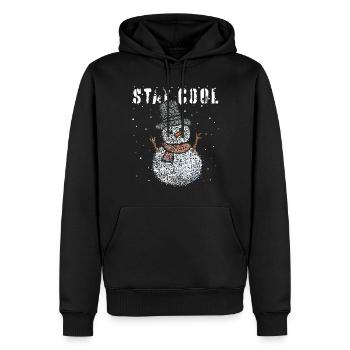 Bonhomme de neige Flocons de neige Heure d’hiver Décembre - Sweat à capuche Premium bio Homme - noir - Devant - Nico (187cm)
