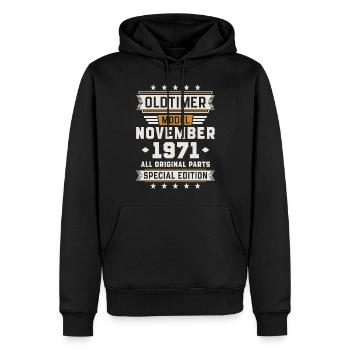 Oldtimer November 1971 Geburtstag Geschenk - Männer Premium Bio Hoodie - Schwarz - Vorne - Nico (187cm)