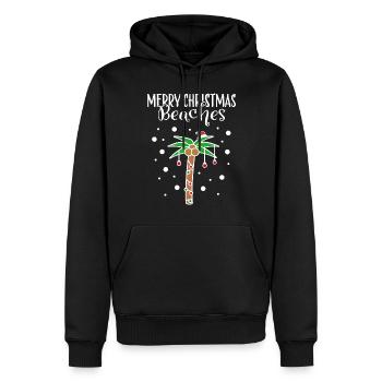 Merry Christmas Christmas Outfit Palm Beach Sea - Men’s Premium Organic Hoodie - black - Front - Nico (187cm)