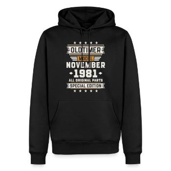 Oldtimer November 1981 Geburtstag Geschenk - Männer Premium Bio Hoodie - Schwarz - Vorne - Nico (187cm)