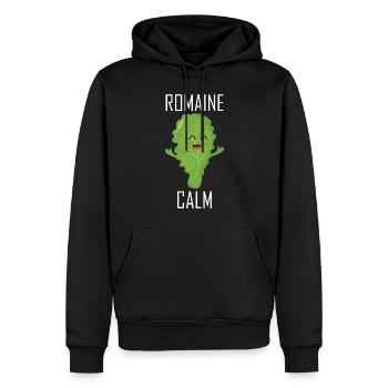 Vegan Jardinage Citation Salade Romaine Calme - Sweat à capuche Premium bio Homme - noir - Devant - Nico (187cm)