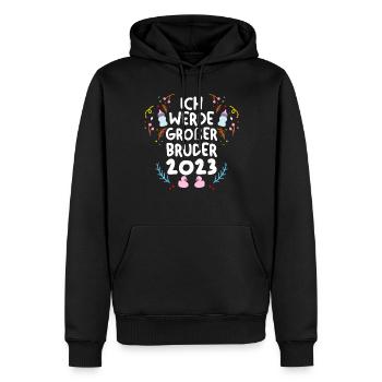 Bruder 2023 Schwanger Werdender Bruder - Männer Premium Bio Hoodie - Schwarz - Vorne - Nico (187cm)