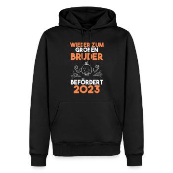 Bruder 2023 Bär Werdender Bruder - Männer Premium Bio Hoodie - Schwarz - Vorne - Nico (187cm)