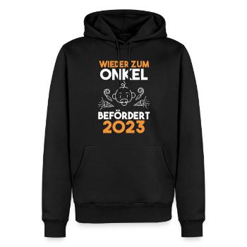 Onkel 2023 Schwangerschaft Schwanger Werdender Onk - Männer Premium Bio Hoodie - Schwarz - Vorne - Nico (187cm)
