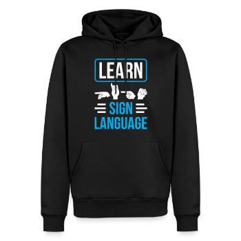 Gebärdensprache Lernen Gestik Gebärden Awareness - Männer Premium Bio Hoodie - Schwarz - Vorne - Nico (187cm)