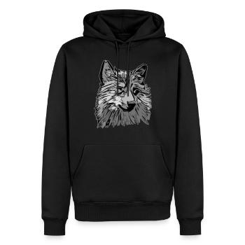 Tête de loup motif d’animal sauvage imprimé avec loup - Sweat à capuche Premium bio Homme - noir - Devant - Nico (187cm)