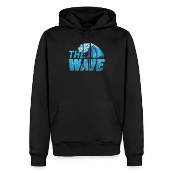 La grande vague Kanagawa Japon - Sweat à capuche Premium bio Homme - noir - Devant - Nico (187cm)