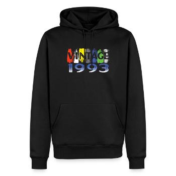Vintage 1993 Retro Bitrthday Limited Edition - Men’s Premium Organic Hoodie - black - Front - Nico (187cm)