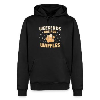 Les week-ends sont pour les gaufres Food Lover Waffle - Sweat à capuche Premium bio Homme - noir - Devant - Nico (187cm)