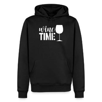 Wein Zeit - Männer Premium Bio Hoodie - Schwarz - Vorne - Nico (187cm)