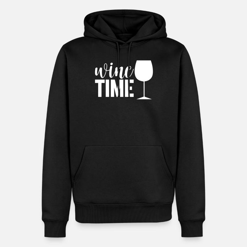 Wein Zeit - Männer Premium Bio Hoodie - Schwarz