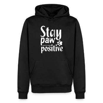 Bleib Positiv Pfote - Männer Premium Bio Hoodie - Schwarz - Vorne - Nico (187cm)