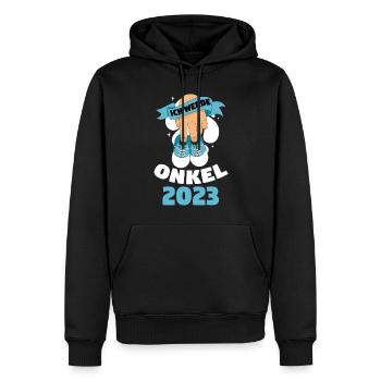 Onkel 2023 Schwangerschaft Schwanger Werdender Onk - Männer Premium Bio Hoodie - Schwarz - Vorne - Nico (187cm)