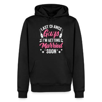 Dernière chance les gars je me marie bientôt mariée - Sweat à capuche Premium bio Homme - noir - Devant - Nico (187cm)