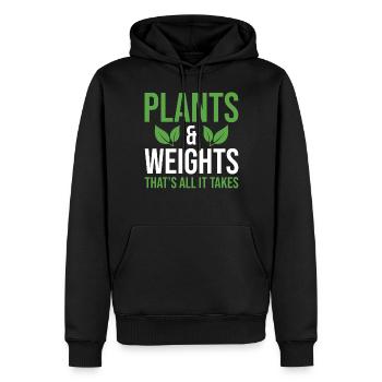 Végétalien Jardinage Citer Plantes et Poids C’est tout - Sweat à capuche Premium bio Homme - noir - Devant - Nico (187cm)