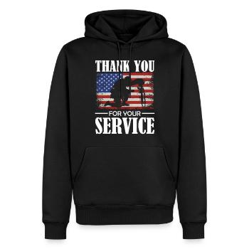 Journée des anciens combattants - Merci pour votre service - Patrio - Sweat à capuche Premium bio Homme - noir - Devant - Nico (187cm)