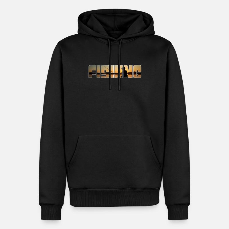Pêche - Sweat à capuche Premium bio Homme - noir