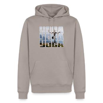 Yoga - Sweat à capuche Premium bio Homme - taupe - Devant - Nico (187cm)