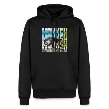 Singe - Sweat à capuche Premium bio Homme - noir - Devant - Nico (187cm)