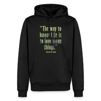 Citation d’art positif par Van Gogh Design - Sweat à capuche Premium bio Homme - noir - Devant - Nico (187cm)