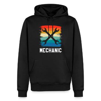 Retro Vintage Classic Mechanic Mechanical - Men’s Premium Organic Hoodie - black - Front - Nico (187cm)