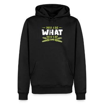 Vous êtes ce que vous mangez des asperges végétaliennes végétaliennes à base de plantes - Sweat à capuche Premium bio Homme - noir - Devant - Nico (187cm)