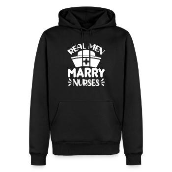 Echte Männer heiraten Krankenschwestern - Männer Premium Bio Hoodie - Schwarz - Vorne - Nico (187cm)