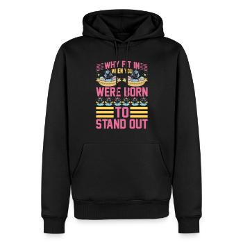 Einhorn Why fit in when you can stand out - Männer Premium Bio Hoodie - Schwarz - Vorne - Nico (187cm)