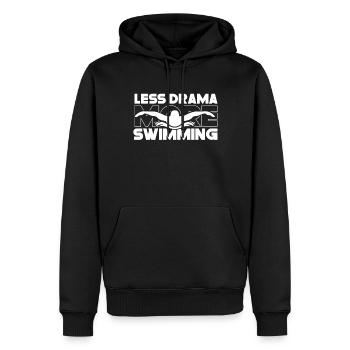 Weniger Drama Mehr Schwimmen Schwimmer Sprüche - Männer Premium Bio Hoodie - Schwarz - Vorne - Nico (187cm)
