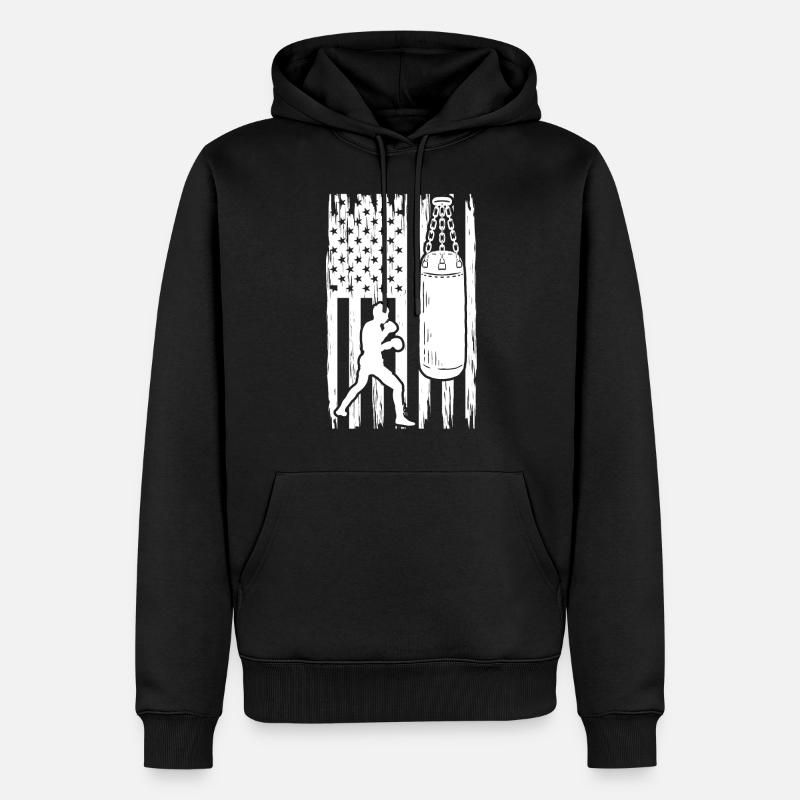 Boxe Drapeau Américain Boxe - Arts Martiaux Boxe - Sweat à capuche Premium bio Homme - noir