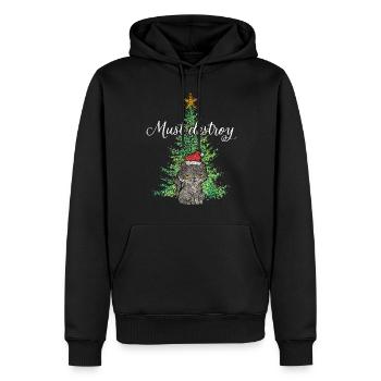 Arbre de Noël Chats Arbre de Noël Chapeau de Père Noël - Sweat à capuche Premium bio Homme - noir - Devant - Nico (187cm)