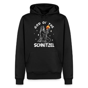 Dieu du Schnitzel - drôle de schnitzel - Sweat à capuche Premium bio Homme - noir - Devant - Nico (187cm)