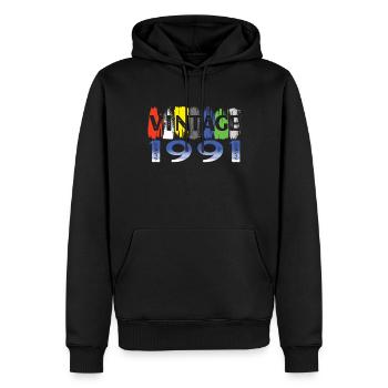Vintage 1991 Retro Bitrthday Limited Edition - Men’s Premium Organic Hoodie - black - Front - Nico (187cm)