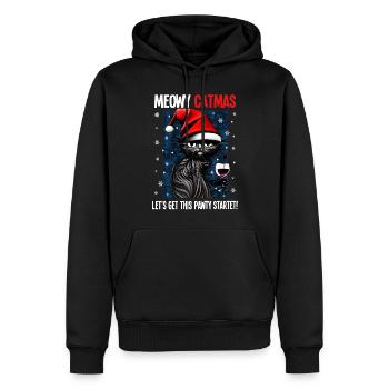 Chat noir de Noël avec vin verre de vin - Sweat à capuche Premium bio Homme - noir - Devant - Nico (187cm)