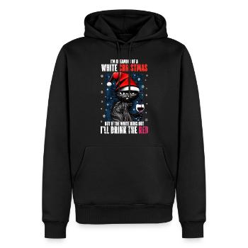 Drôle de chat de Noël avec des amateurs de vin en verre de vin - Sweat à capuche Premium bio Homme - noir - Devant - Nico (187cm)