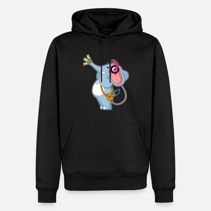 Musique casque Elephant - Sweat à capuche Premium bio Homme - noir