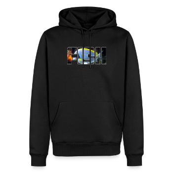 Poisson - Sweat à capuche Premium bio Homme - noir - Devant - Nico (187cm)