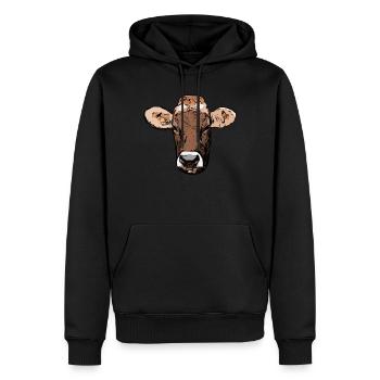 Éleveur Bovins Tête d’animal Motif Impression avec Bull - Sweat à capuche Premium bio Homme - noir - Devant - Nico (187cm)