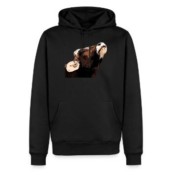Landwirt Rind Tierkopf Motiv Aufdruck mit Stier - Männer Premium Bio Hoodie - Schwarz - Vorne - Nico (187cm)