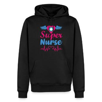 INFIRMIÈRE Infirmière - Sweat à capuche Premium bio Homme - noir - Devant - Nico (187cm)