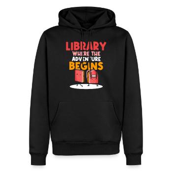 Bibliothek Wo Das Abenteuer Beginnt Bibliothekar - Männer Premium Bio Hoodie - Schwarz - Vorne - Nico (187cm)