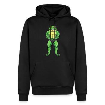 Frosch Fitness Fitnessstudio Motivation - Männer Premium Bio Hoodie - Schwarz - Vorne - Nico (187cm)