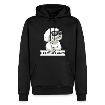 Bichon Frisé têtu Bichon bouclé - Sweat à capuche Premium bio Homme - noir - Devant - Nico (187cm)