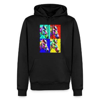 Pop Art Cheval Ferme Animal Lover Drôle Cheval Ri - Sweat à capuche Premium bio Homme - noir - Devant - Nico (187cm)