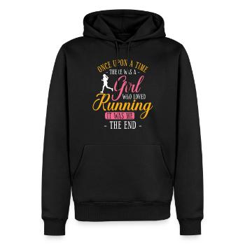 Coureuse de course à pied Half Marathon Fille - Sweat à capuche Premium bio Homme - noir - Devant - Nico (187cm)